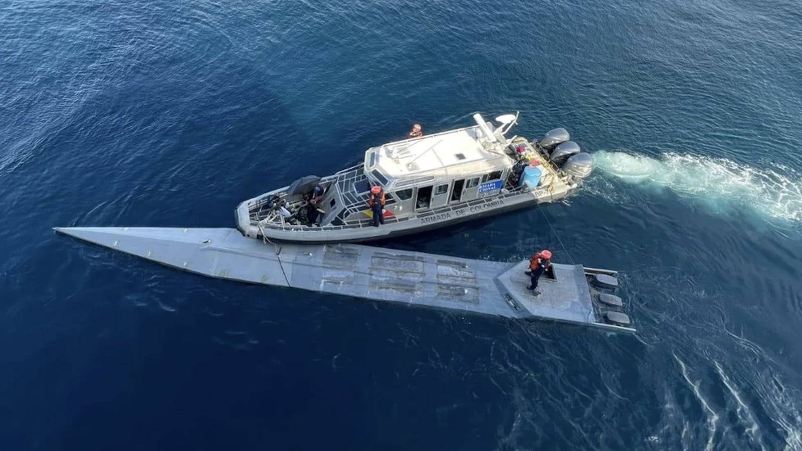 A 15-meter low-profile vessel (LPV) seized by the Colombian Navy during an anti-smuggling operation in Pacific waters in March. (Photo: Colombian Navy)