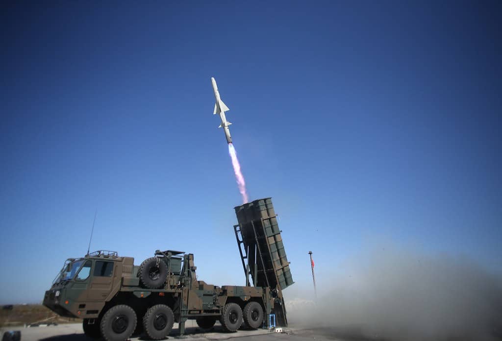 The Japan Ground Self-Defense Force fires a Type 12 Surface-to-Ship Missile (12SSM) in this undated photo. (Japan Ground Self-Defense Force)