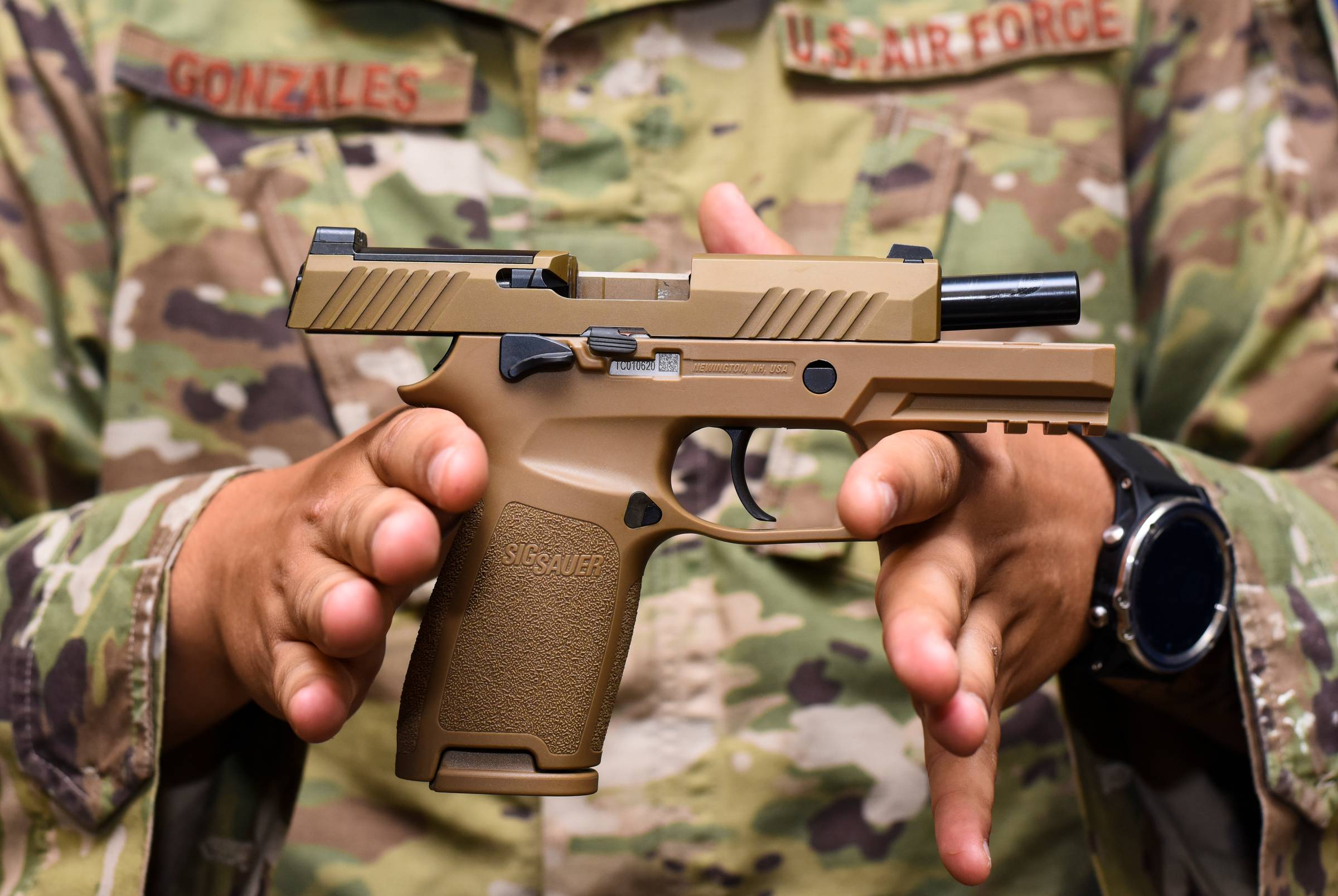  a Sig Sauer M18 pistol on Andersen Air Force Base, Guam