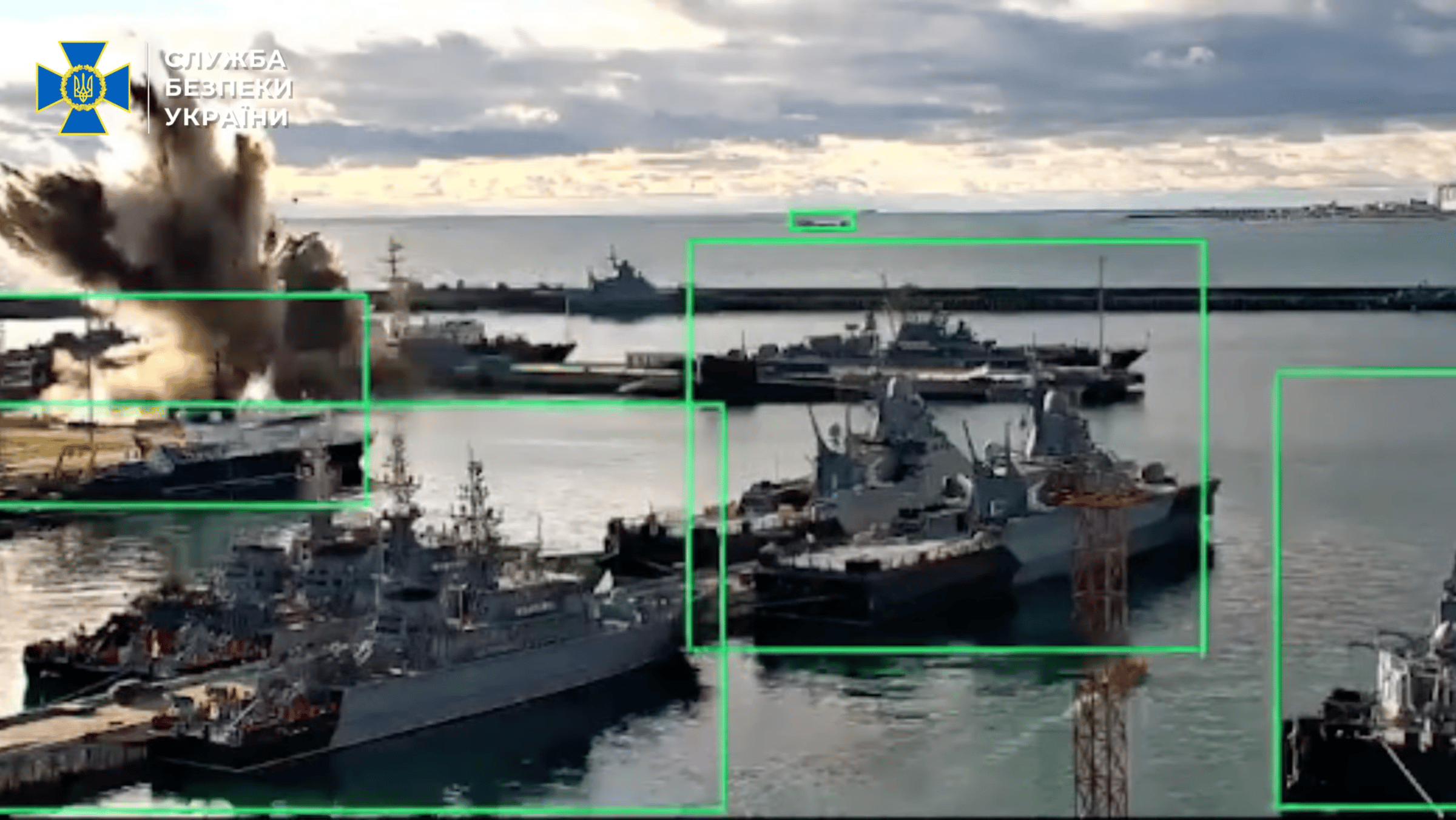 Ukrainian forces strike Russian Kilo-class submarine at Novorossiysk port. The operation was carried out by the SBU's 13th Main Directorate and Ukrainian Naval Forces. (Photo: SBU via YouTube)