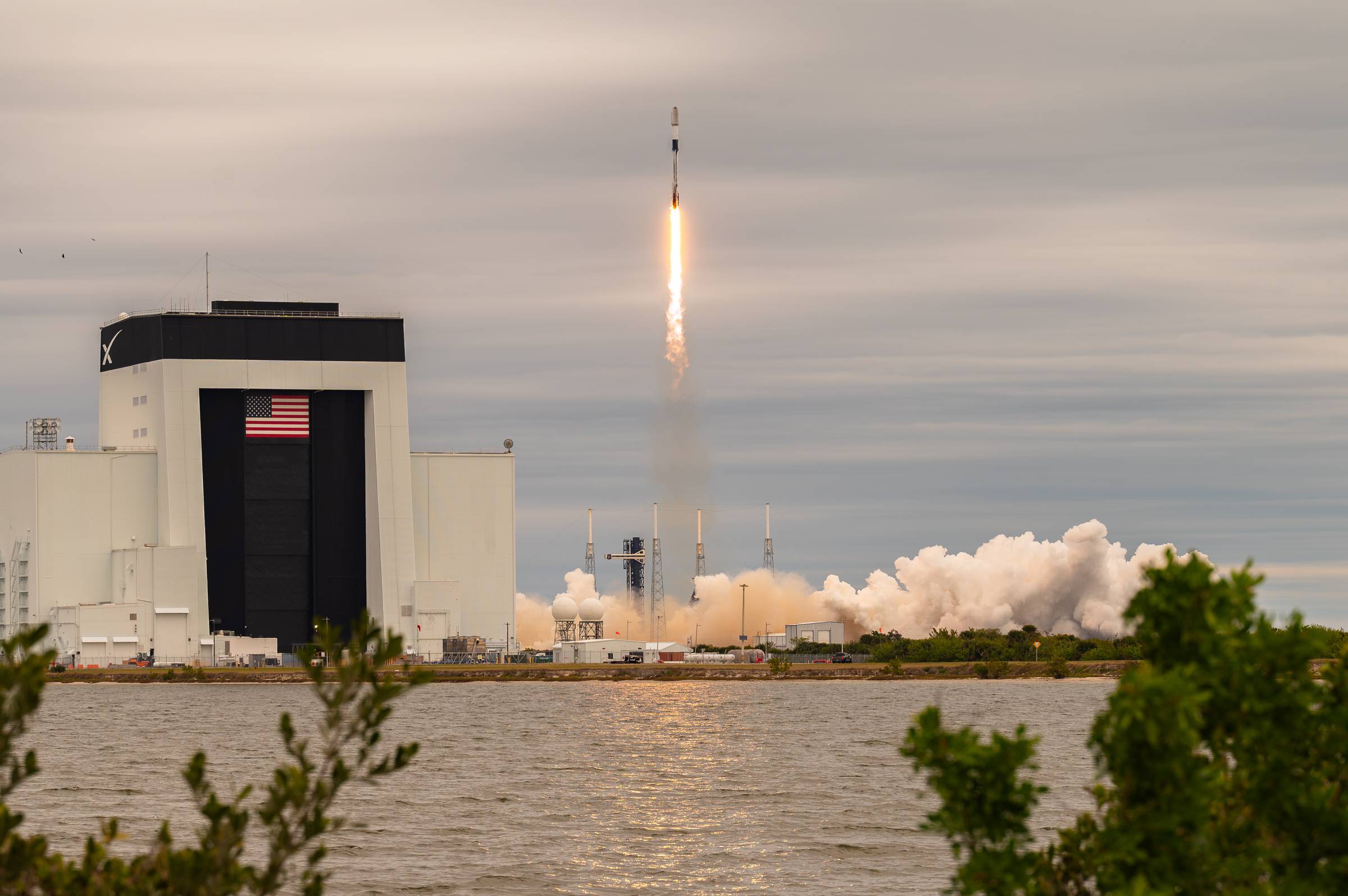 A Falcon 9 rocket carrying the Starlink 12-4 mission launches from Cape Canaveral Space Force Station, Florida, Jan. 13, 2025.