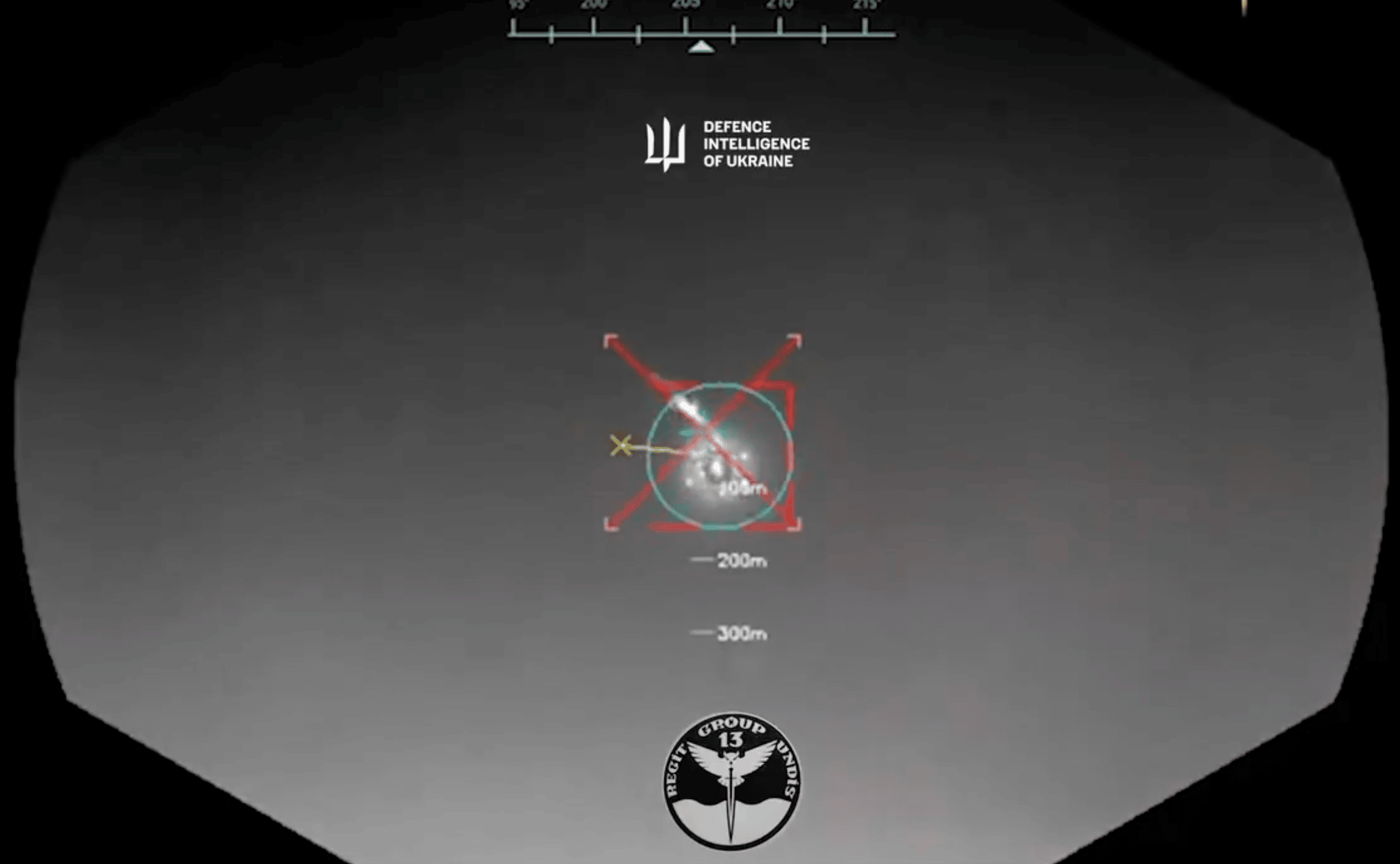 A screenshot from the video released by the Defence Intelligence of Ukraine showing the targeting of a Russian Su-30 Flanker fighter jet with a AM-9 sidewinder air-to-air missile.