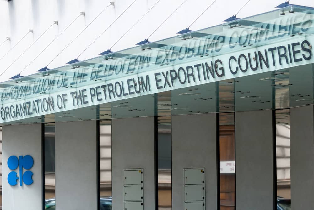 The OPEC headquarters facade and logo on Helferstorferstrasse in Vienna, Austria. (Sodel Vladyslav / Shutterstock)