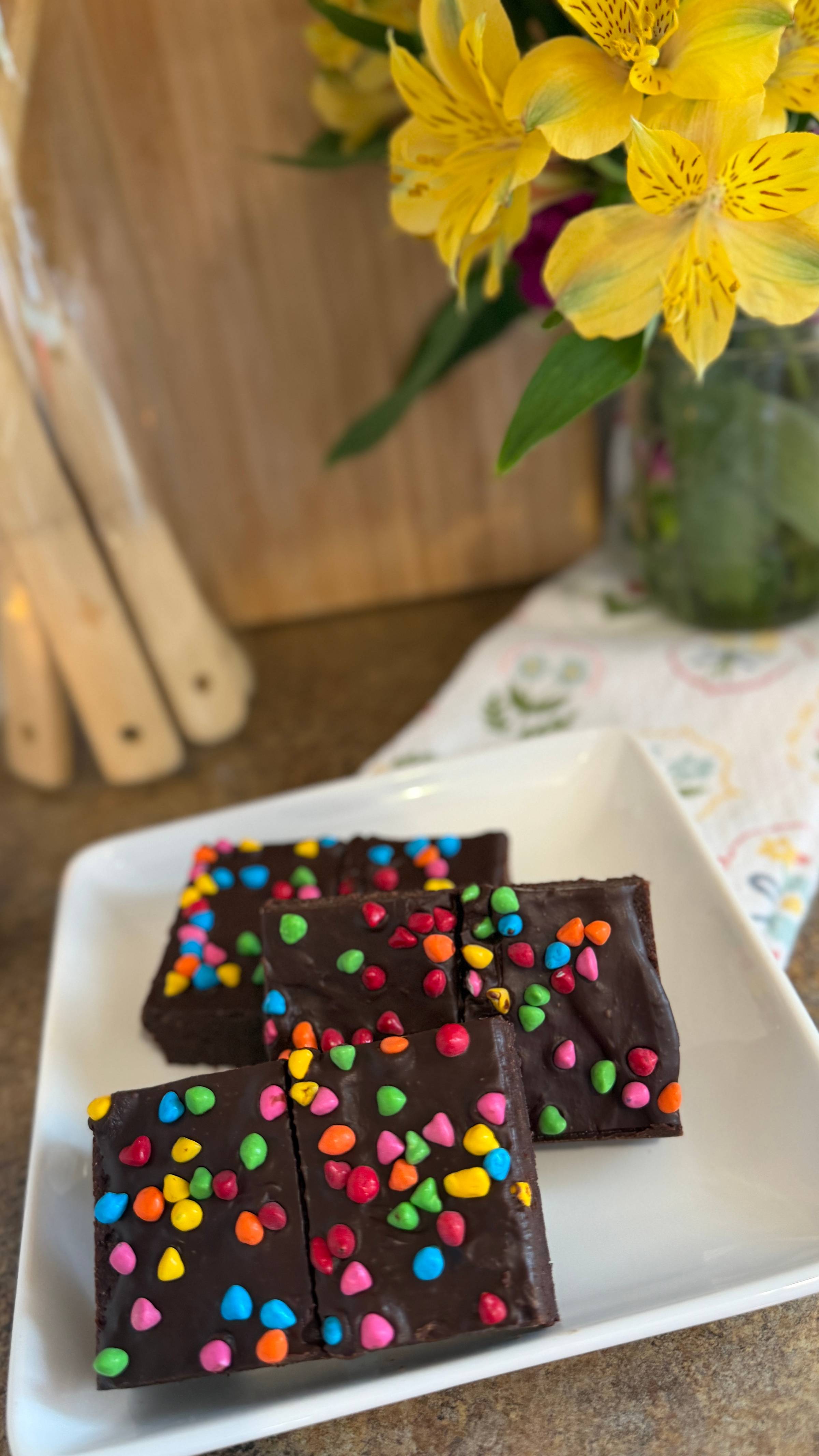 cosmic brownies on white plate