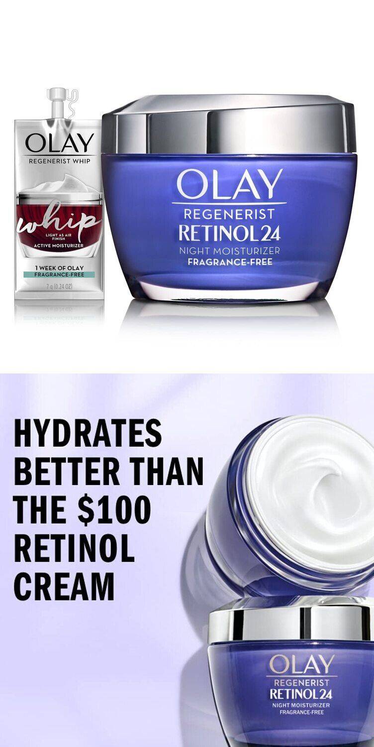 Olay Regenerist Retinol Moisturizer, Retinol 24 Night Face Cream.