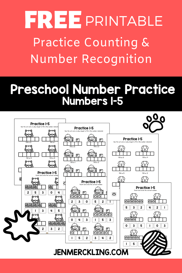 free preschool math worksheets numbers 1 5 jen merckling