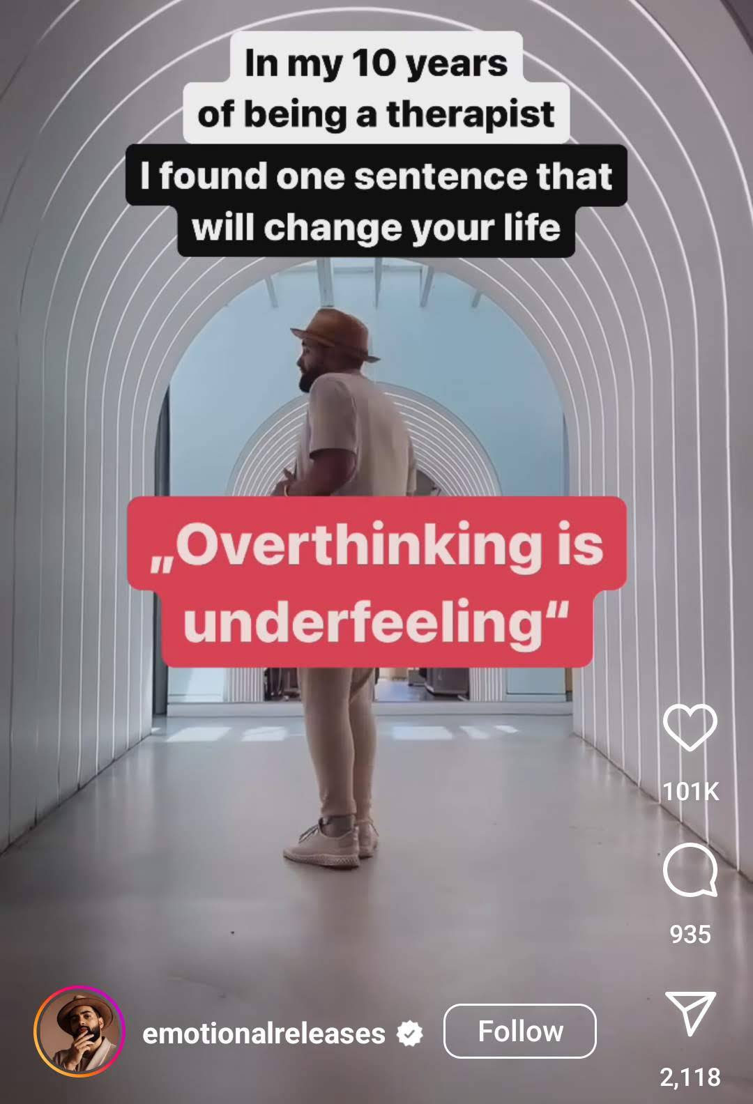 "overthinking is underfeeling"