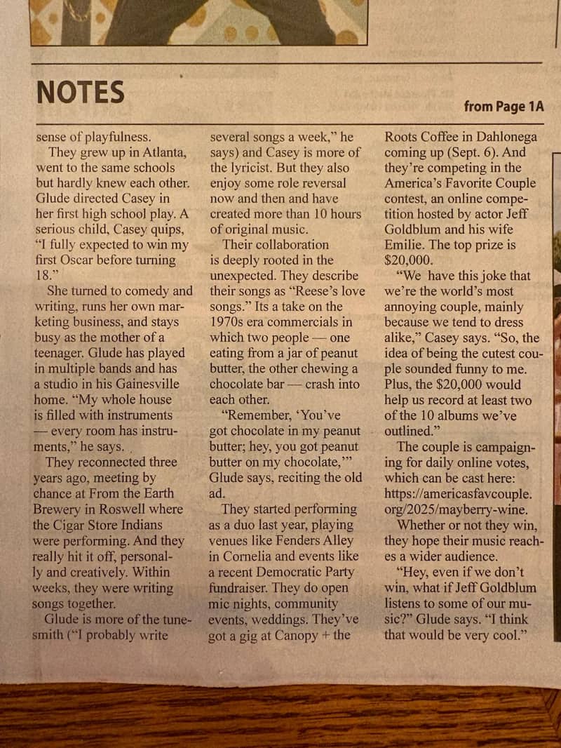 this is the second page of the article that originally ran in the White County News about Mayberry Wine