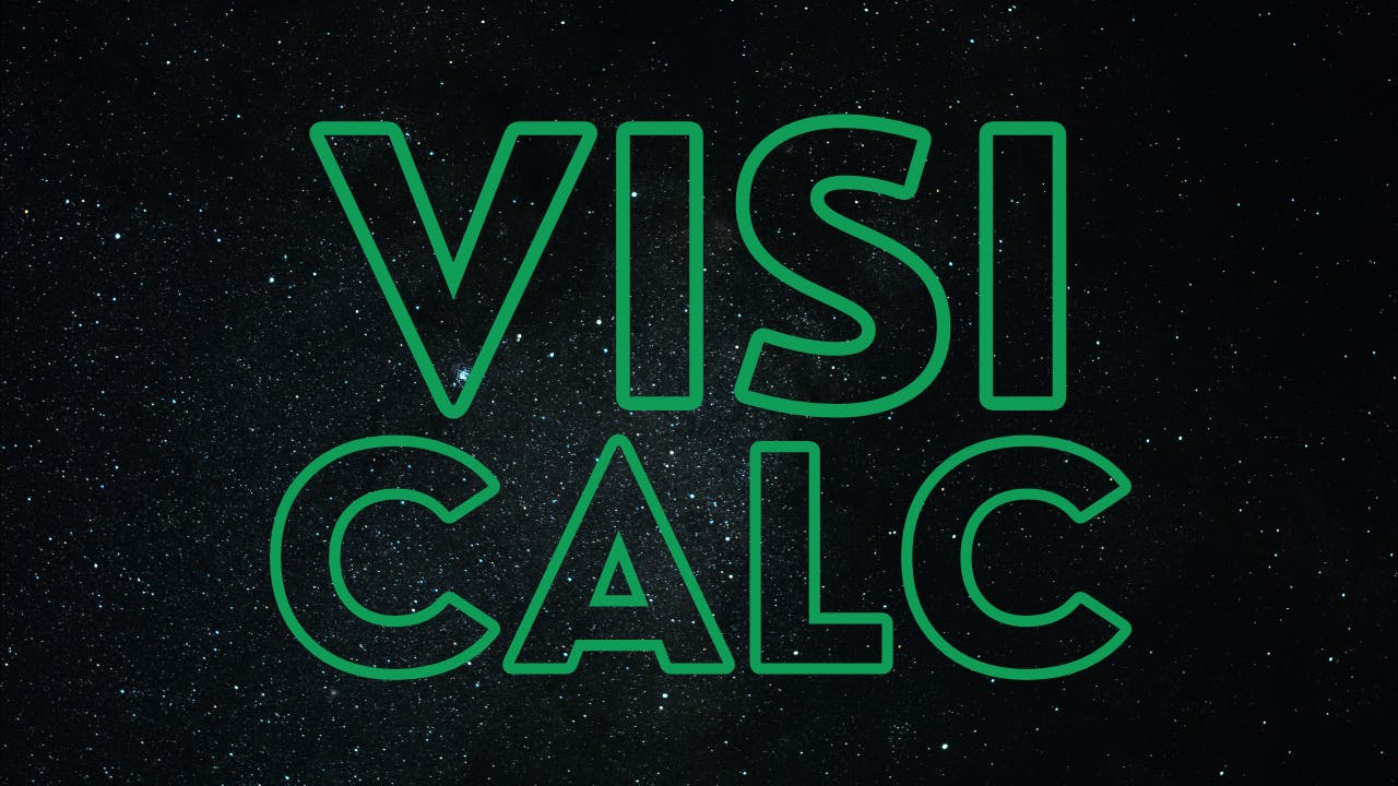 visicalc in green font.