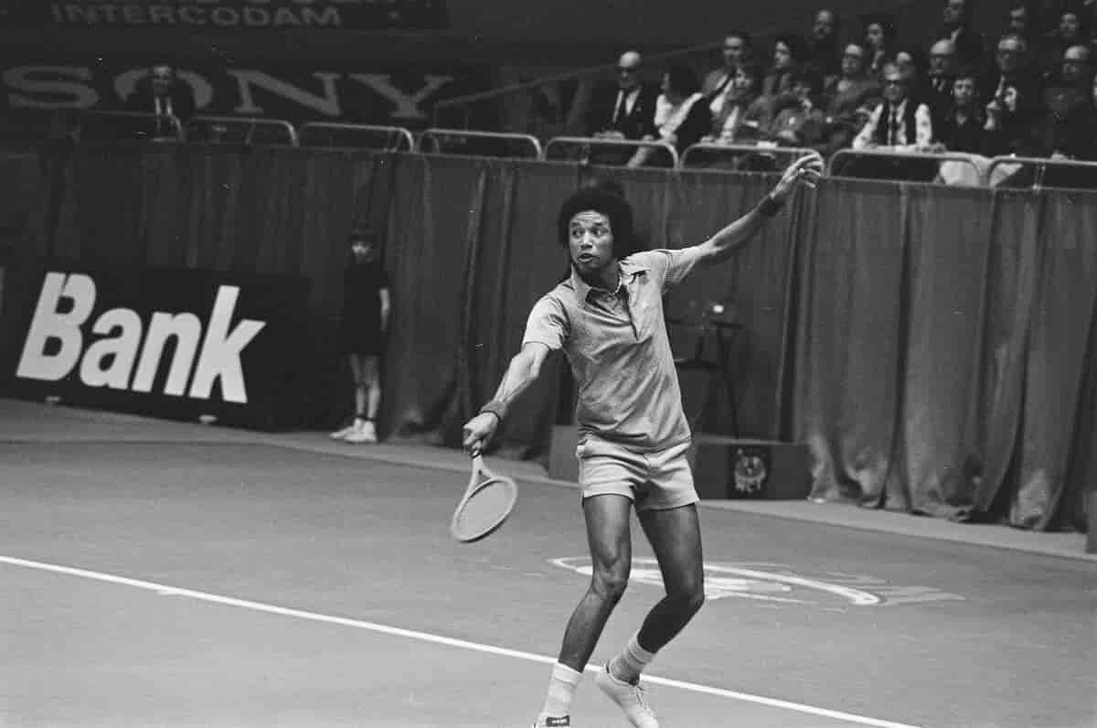 Arthur Ashe on court