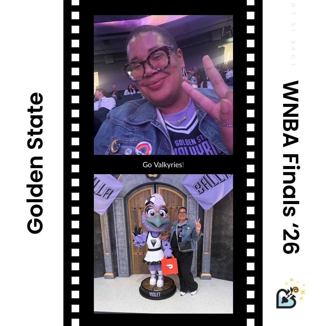 A photo strip of Mama J at a Golden State WNBA Finals '26 Watch Party