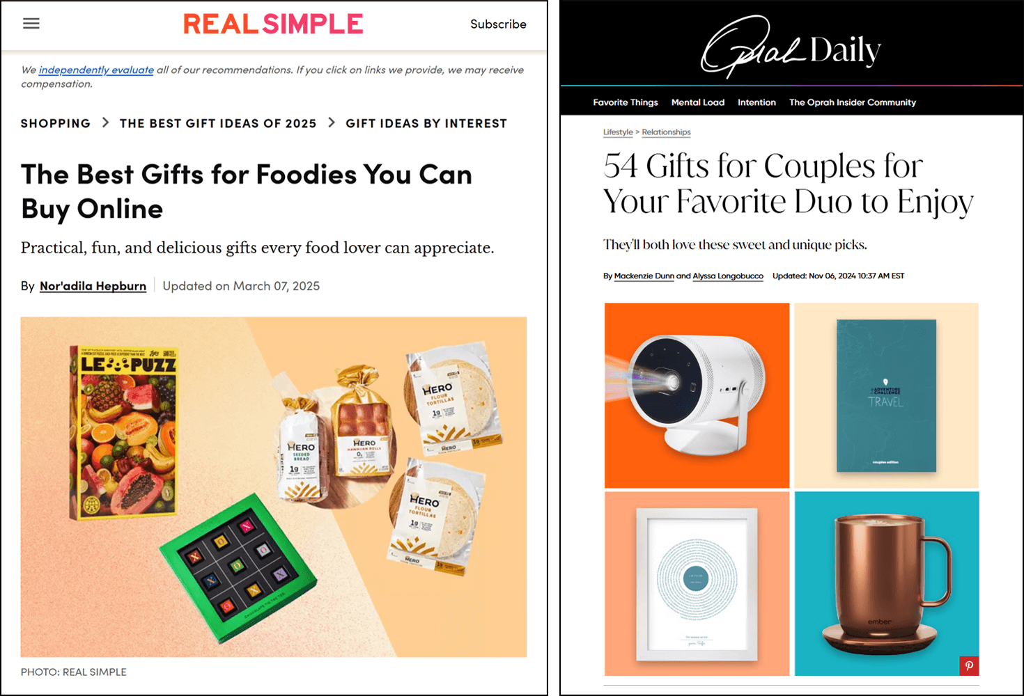 Example of gift guide PR