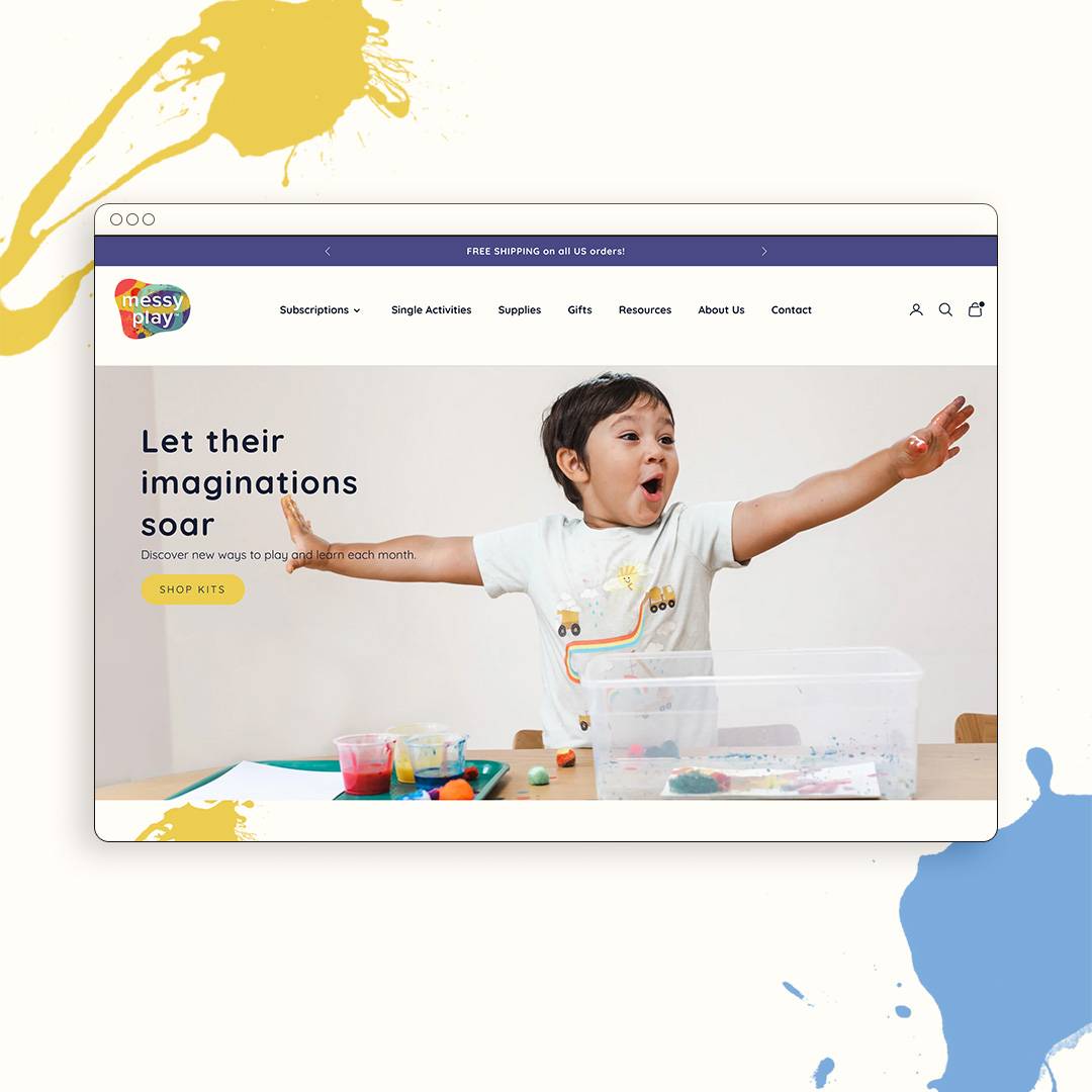 Messy Play Kits website