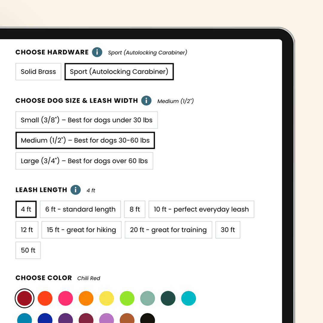 High Tail Hikes' product customizer