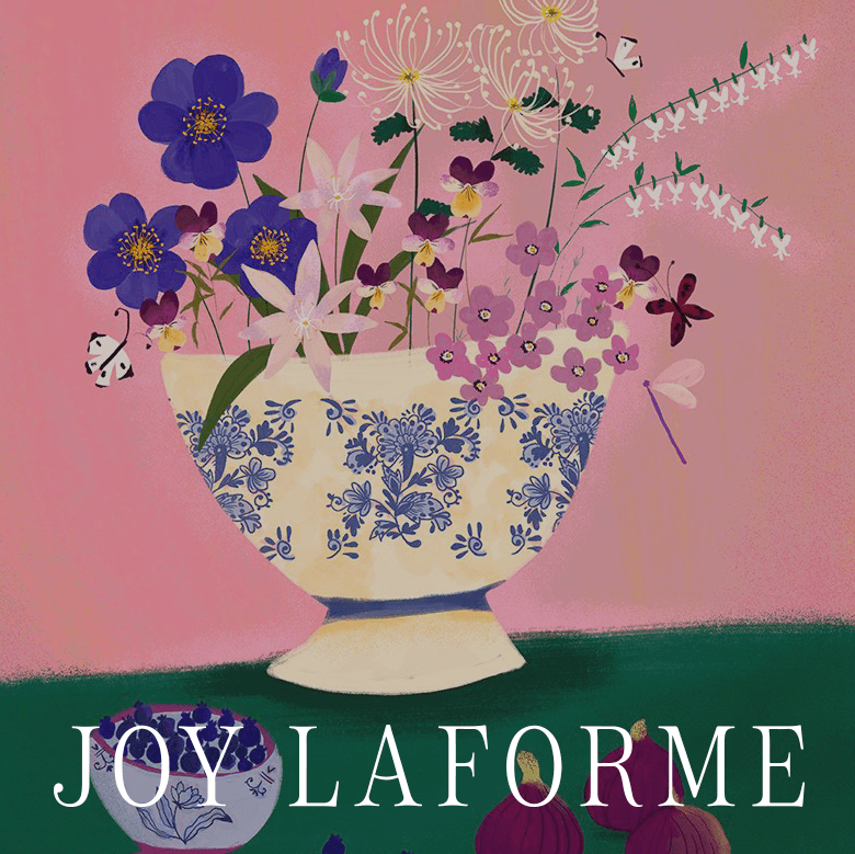 Joy LaForme's logo over her artwork