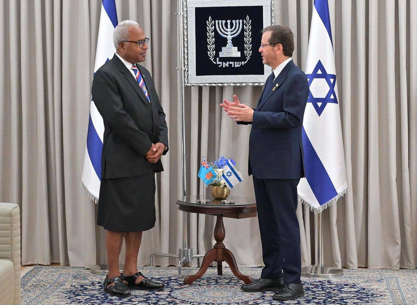 Ambassador Filipo Tarakinikini formally presents his credentials to President Isaac Herzog