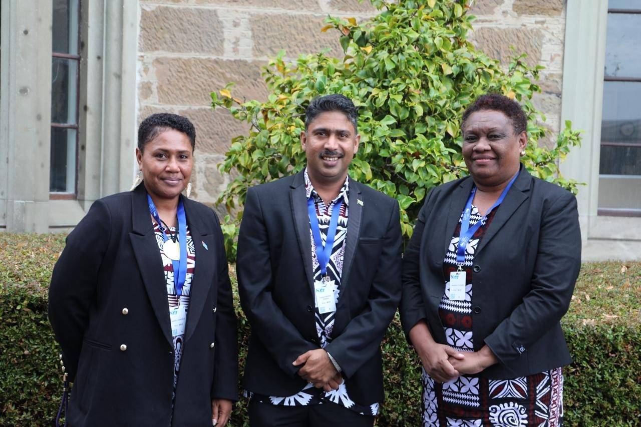 Fiji’s delegation at the meeting includes Nanise Kuridrani (right), Acting Director of Fisheries; Tarisi Shaw (left), Principal Fisheries Research Officer; and Shalendra Singh, Principal Fisheries Officer for the Central Division.