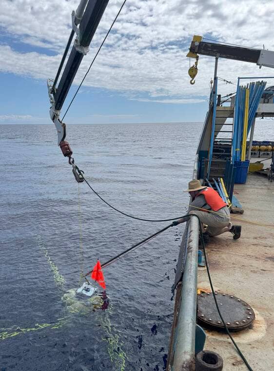 Scientists probe seafloor to confirm massive freshwater reserves trapped beneath volcanic rock layers.