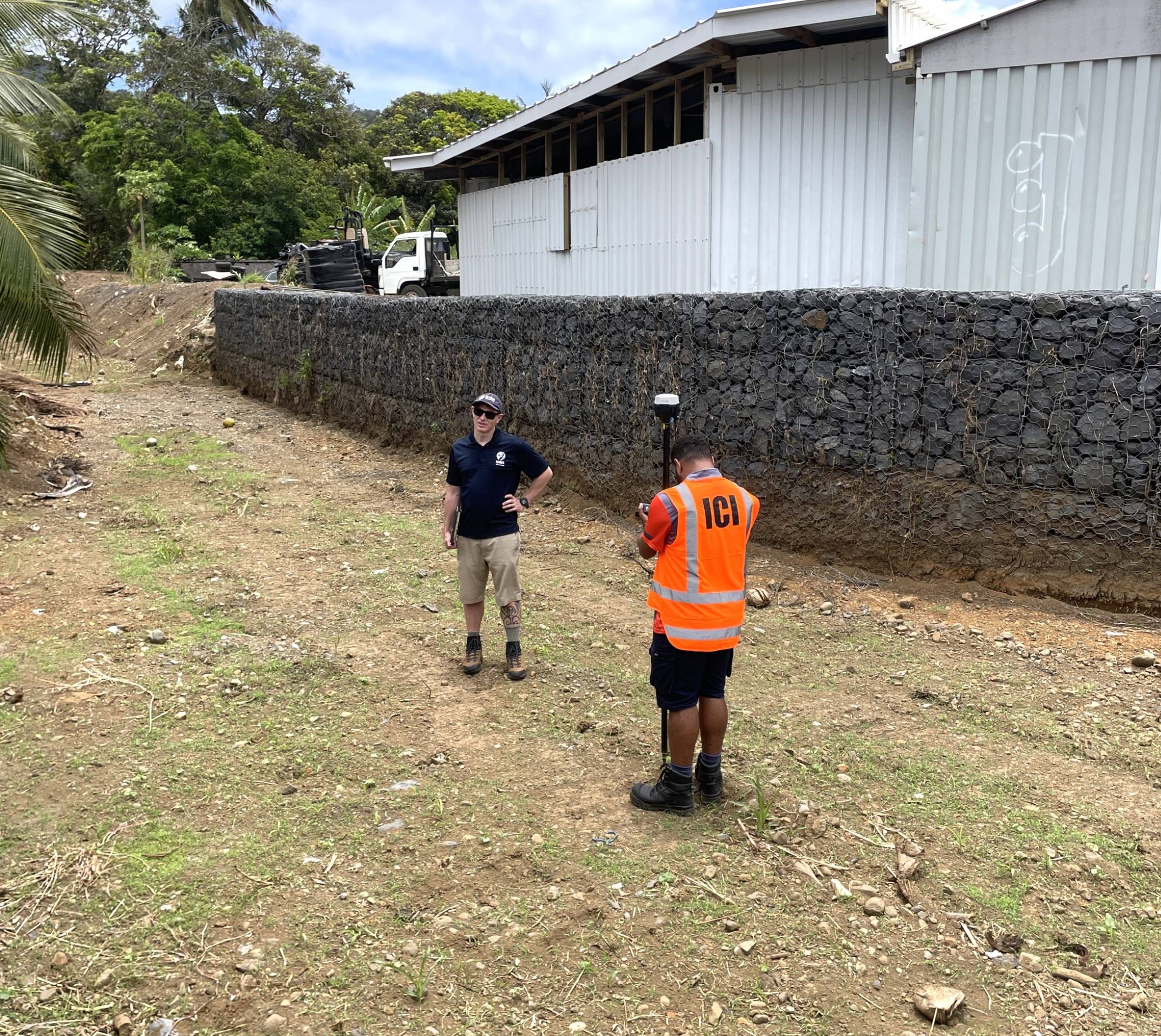  Infrastructure Cook Islands, Climate Change Cook Islands, and Earth Sciences New Zealand teams survey Rarotonga drainage systems to support flood hazard mapping project.