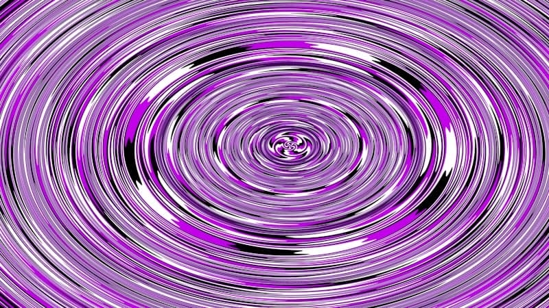 Concentric purple and white circles create a swirling pattern.