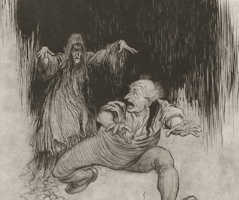 Man running away from a ghost