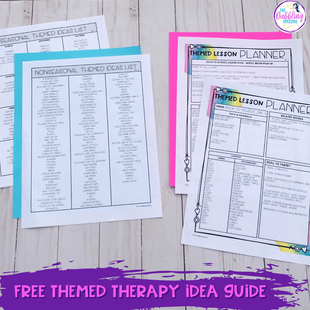 Free SLP Themed Therapy Planner