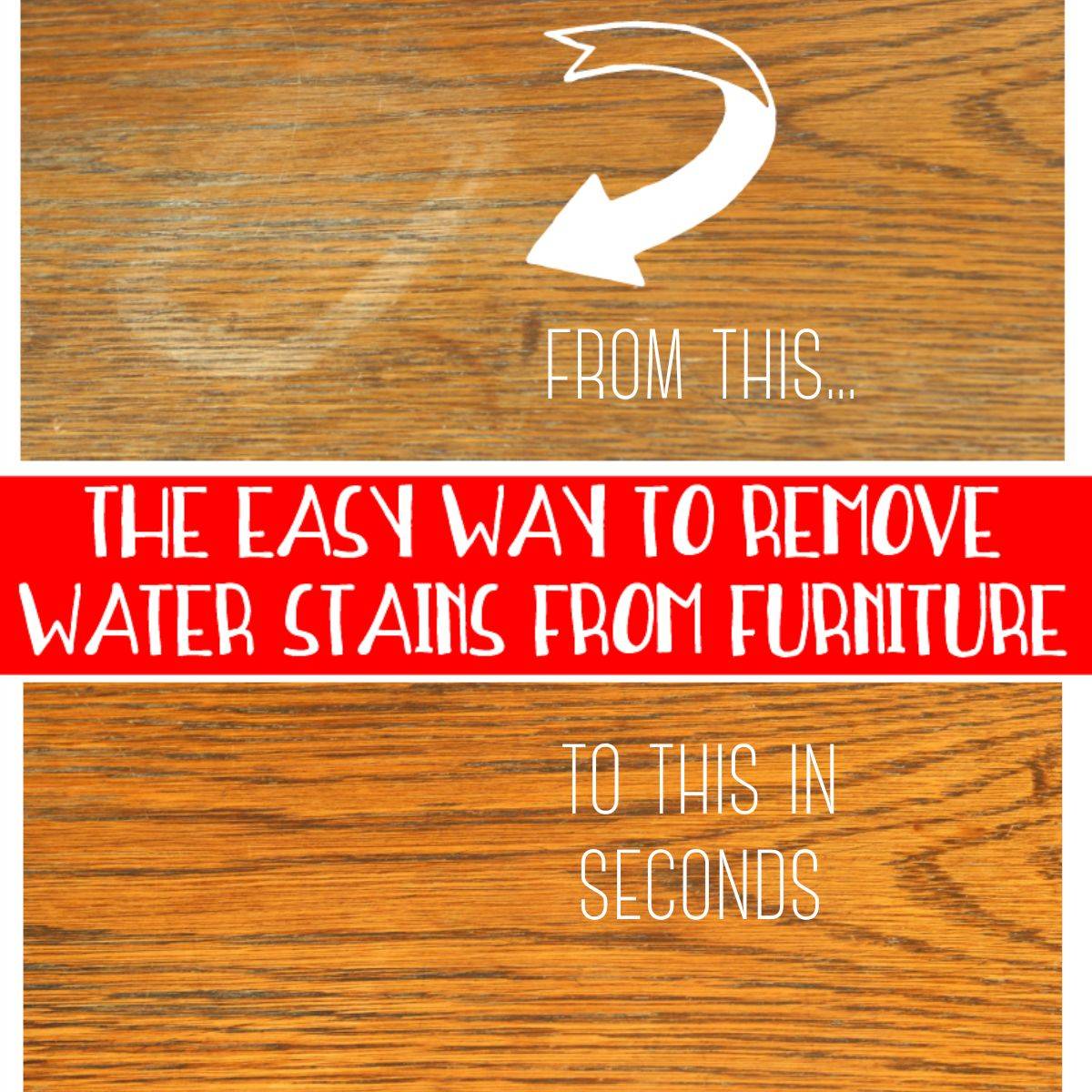 before and after water stain removal from wood furniture