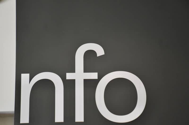 White letters nfo on dark gray background