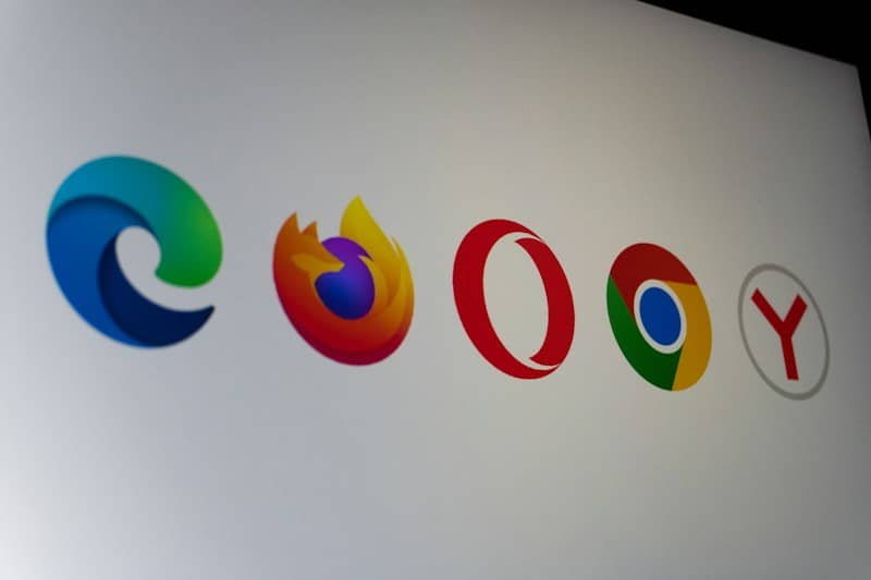 Logos of popular web browsers displayed on a screen