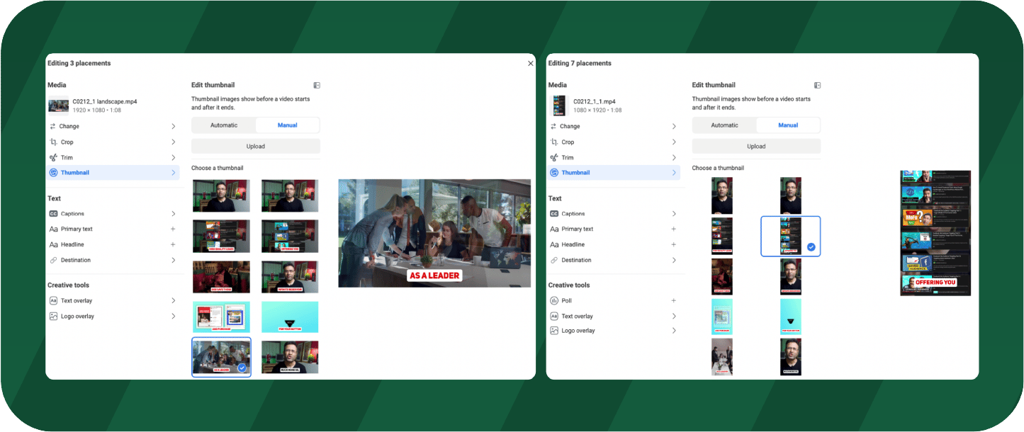 Facebook Video Ads Thumbnail change