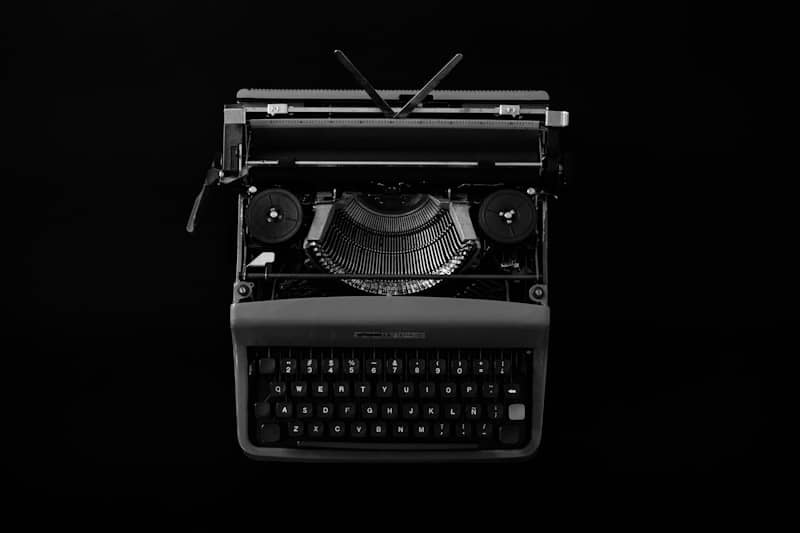 Vintage typewriter on a black background