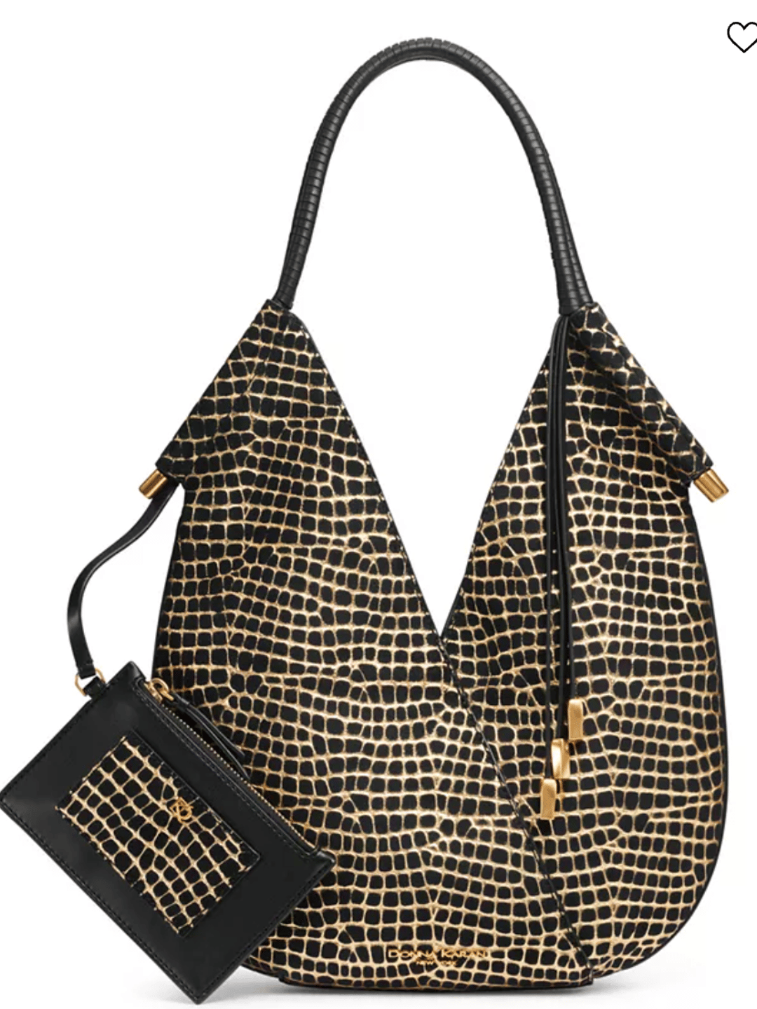 Donna Karan New York Baldwin Mini Metallic Croc Shoulder with Leather Wrapped Handle