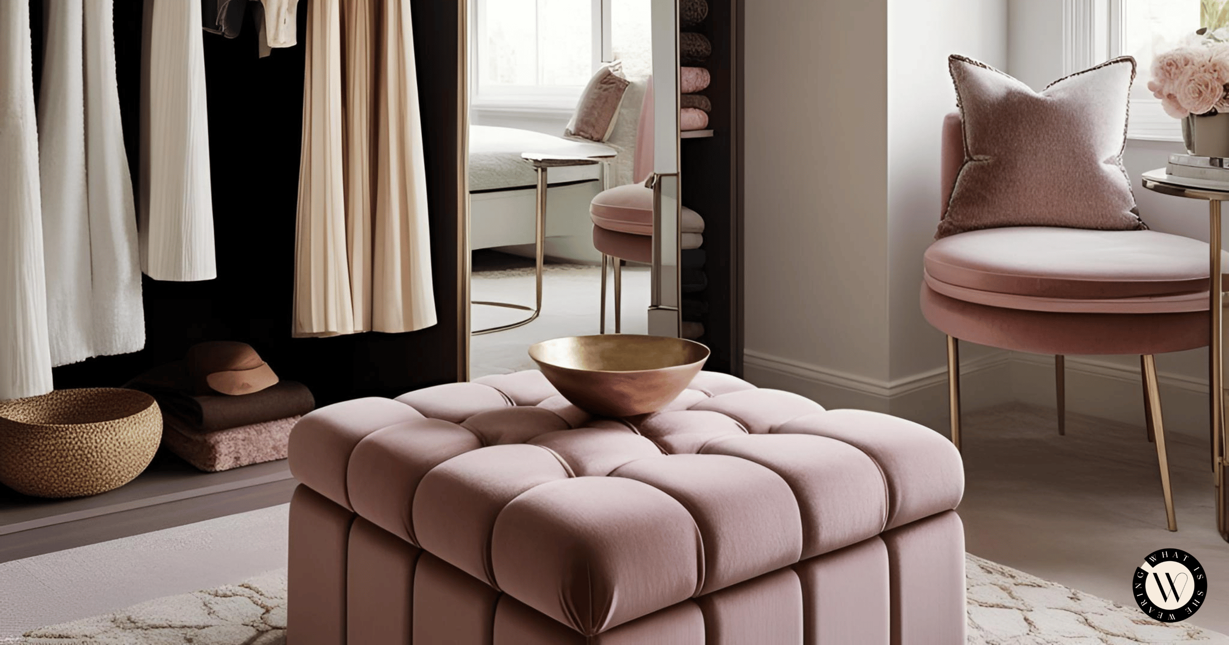 A chic wardrobe room.