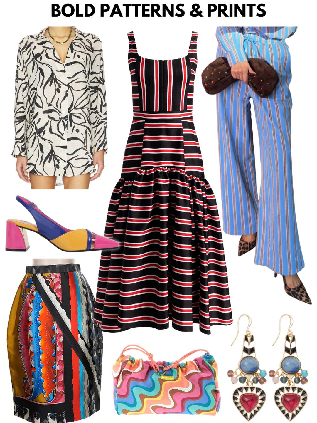 Spring style trends 2026: Bold Patterns & Prints Flat Lay