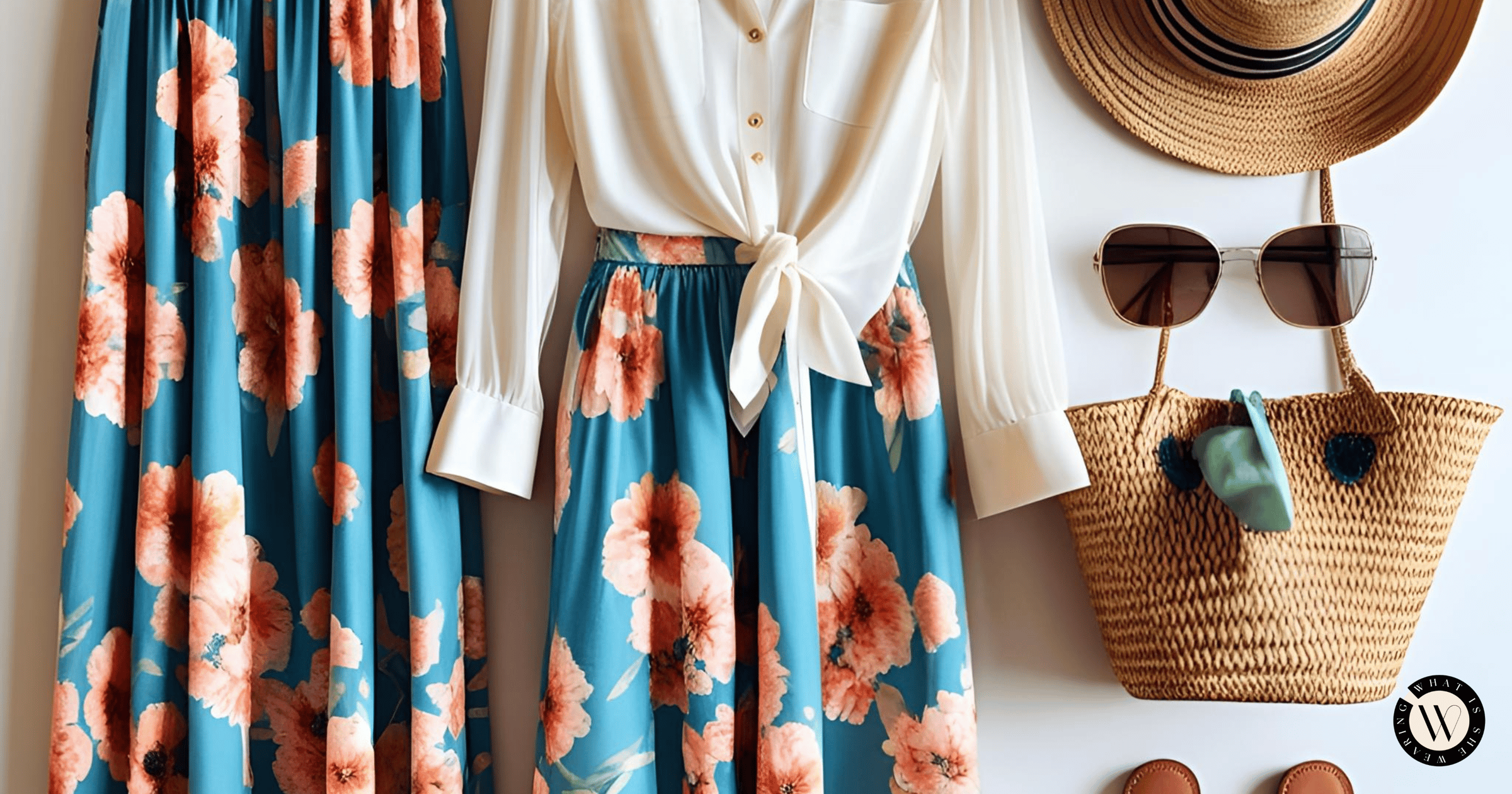 Flat lay of summer wardrobe staples.