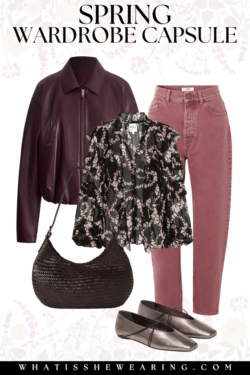 Flat lay of a mini spring capsule wardrobe.