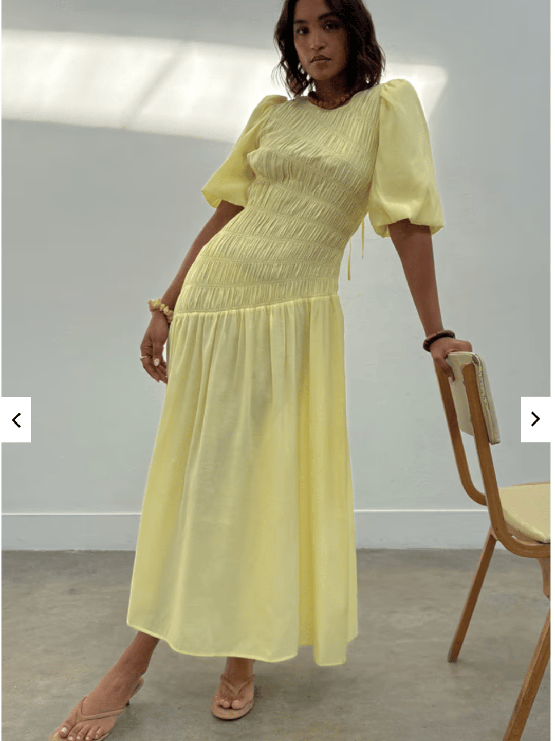 Never Fully Dressed Butter Yellow Shirred Nara Dress