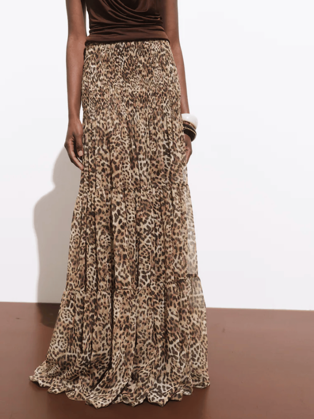 Mango Leopard Print Maxi Skirt