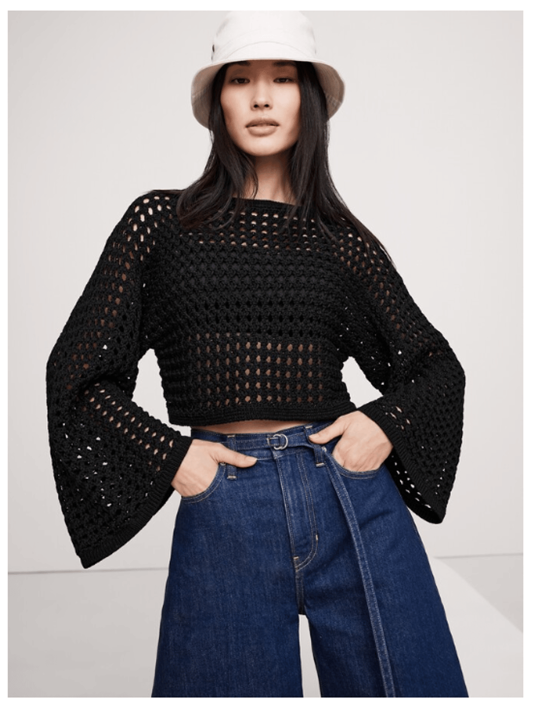 Cotton Crochet-Style Cropped Sweater • Banana Republic 