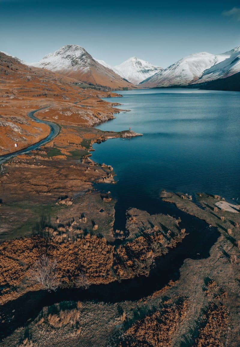 a large body of water surrounded by mountains