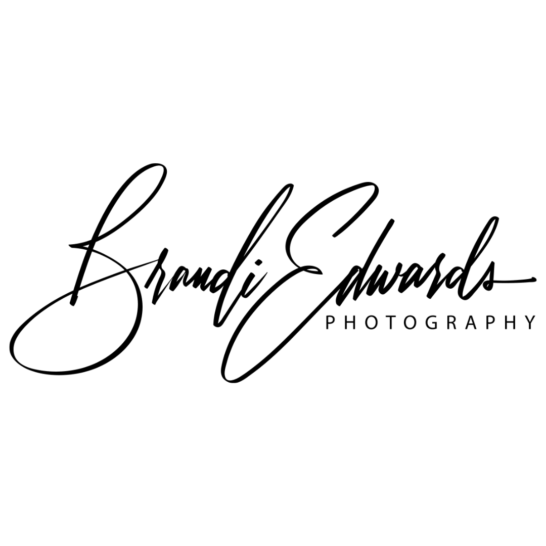 Cursive text logo reading "Brandi Edwards Photography" in black on a white background.