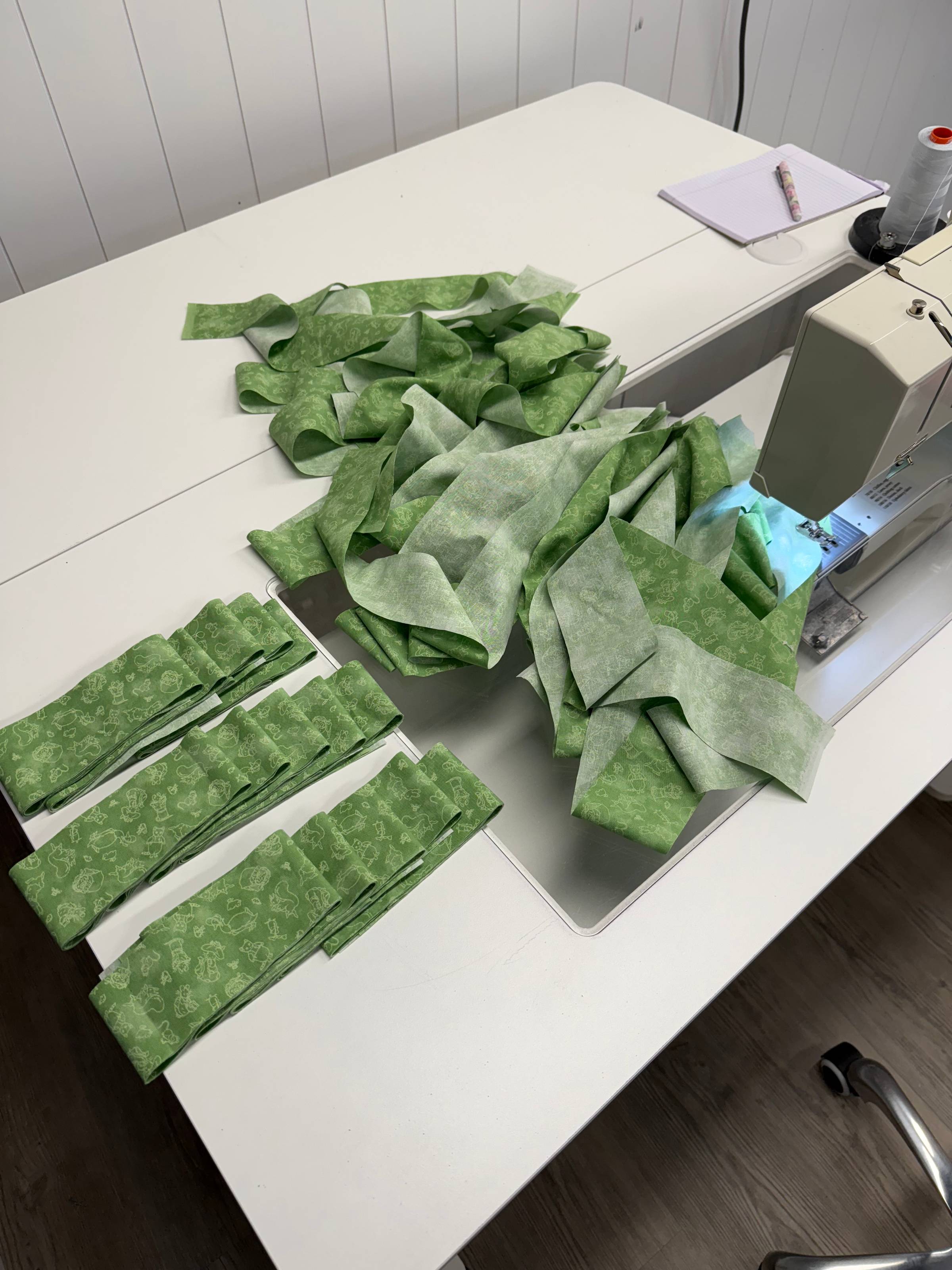 Quilt binding being created