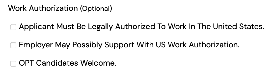New choices regarding work authorization.
