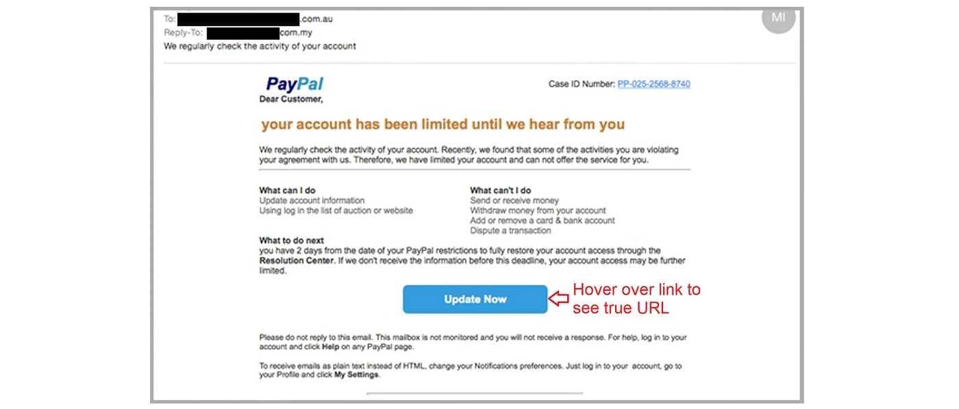 PayPal spoofing emails are very common