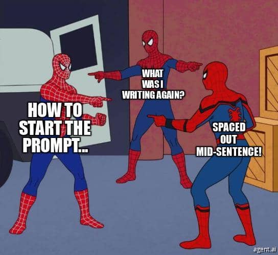 meme on not knowing how to write an AI prompt