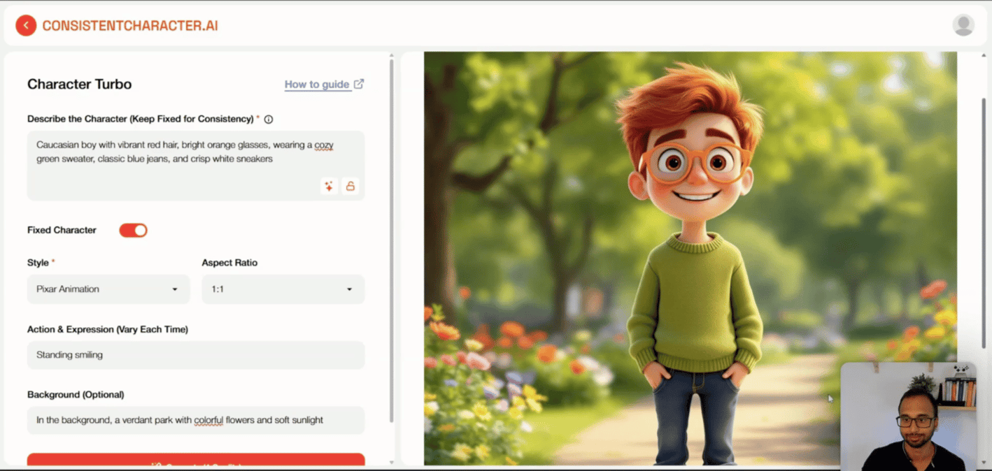 generate consistent cartoon characters using AI