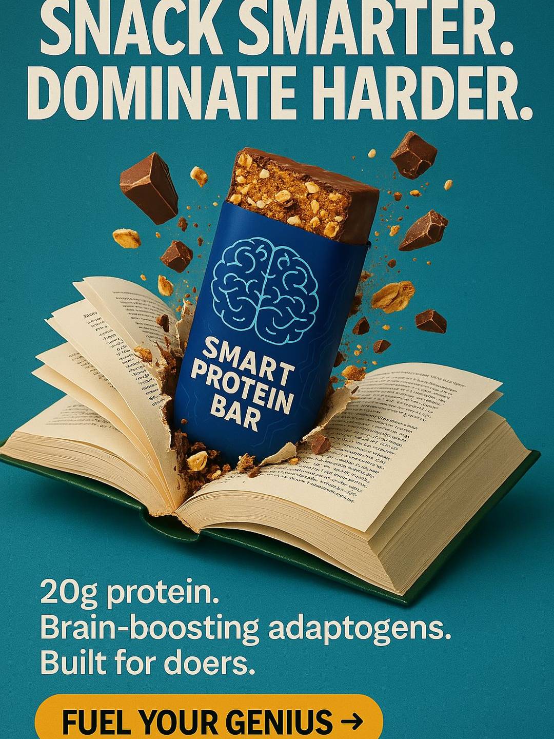 ad for protein bar  using ChatGPT 4o Image gen