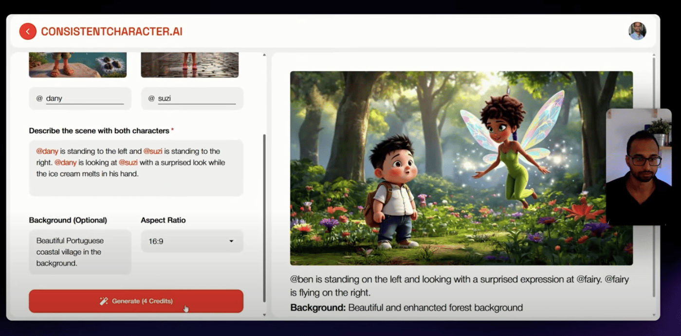 screenshot of Consistent Character AI to use multiple cartoon characters