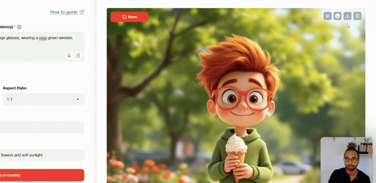 generate consistent cartoon characters using AI