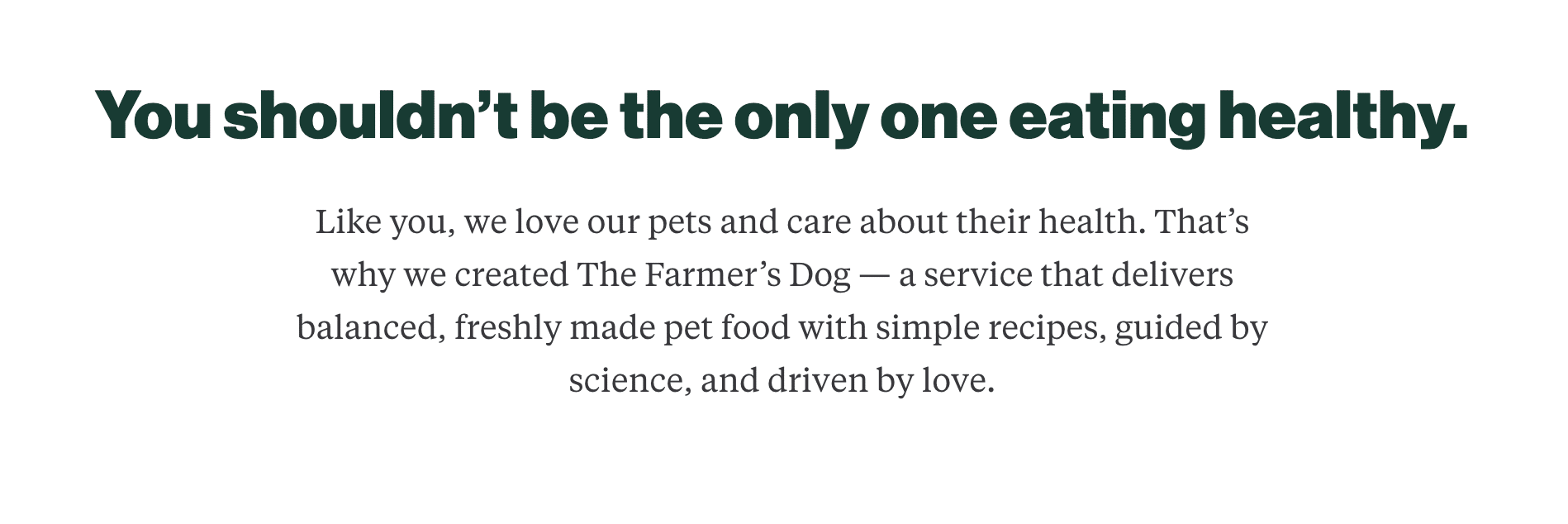 The Farmer's Dog tagline copy